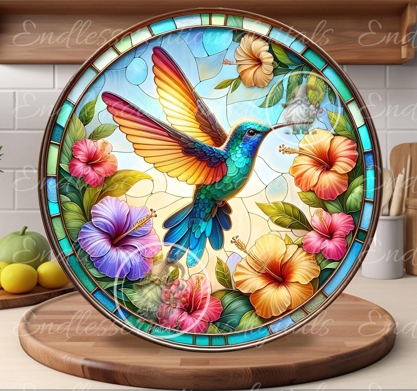 SUMMER HUMMINGBIRD HIBISCUS ROUND