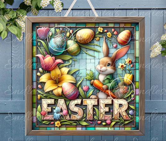 STAINED GLASS LOOK EASTER BUNNY