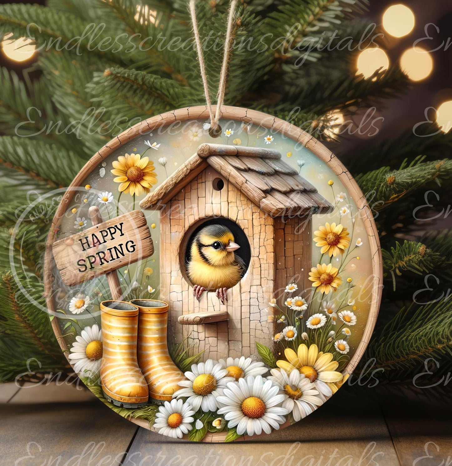 SPRING GOLDFINCHES Wreath Sign, door hanger, Cutting Board, slate for sublimation, 300 dpi  2 files for download 1 add your own text