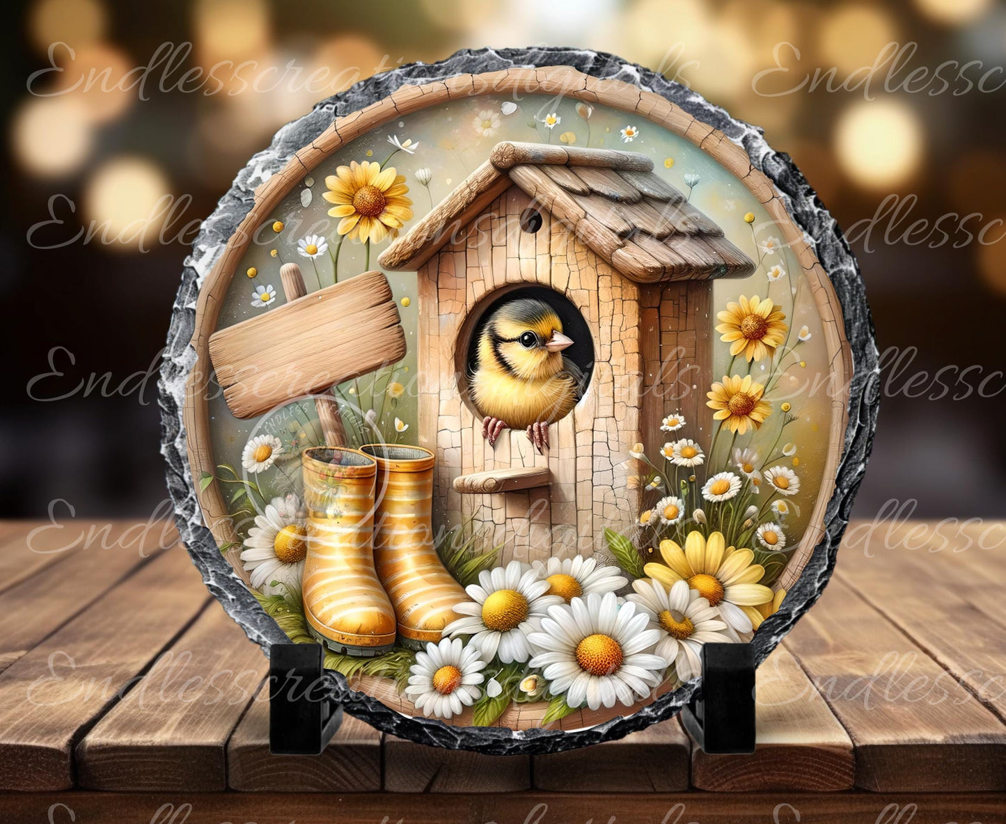 SPRING GOLDFINCHES Wreath Sign, door hanger, Cutting Board, slate for sublimation, 300 dpi  2 files for download 1 add your own text