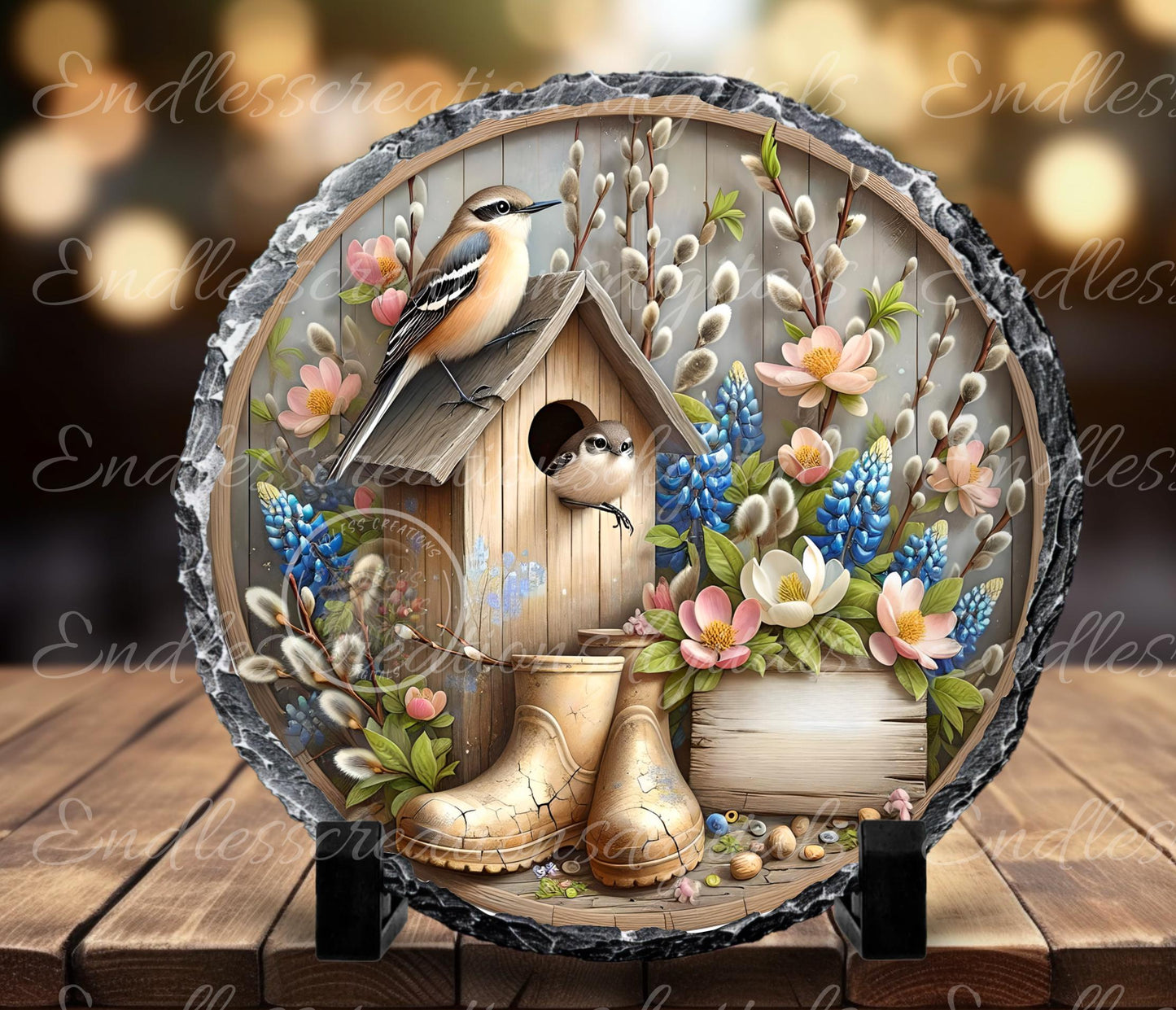 BLUEBONNETS AND MOCKINGBIRDS SPRING Wreath Sign door hanger, Cutting Board, slate for sublimation 300 dpi  2 files for download 1 add your own text