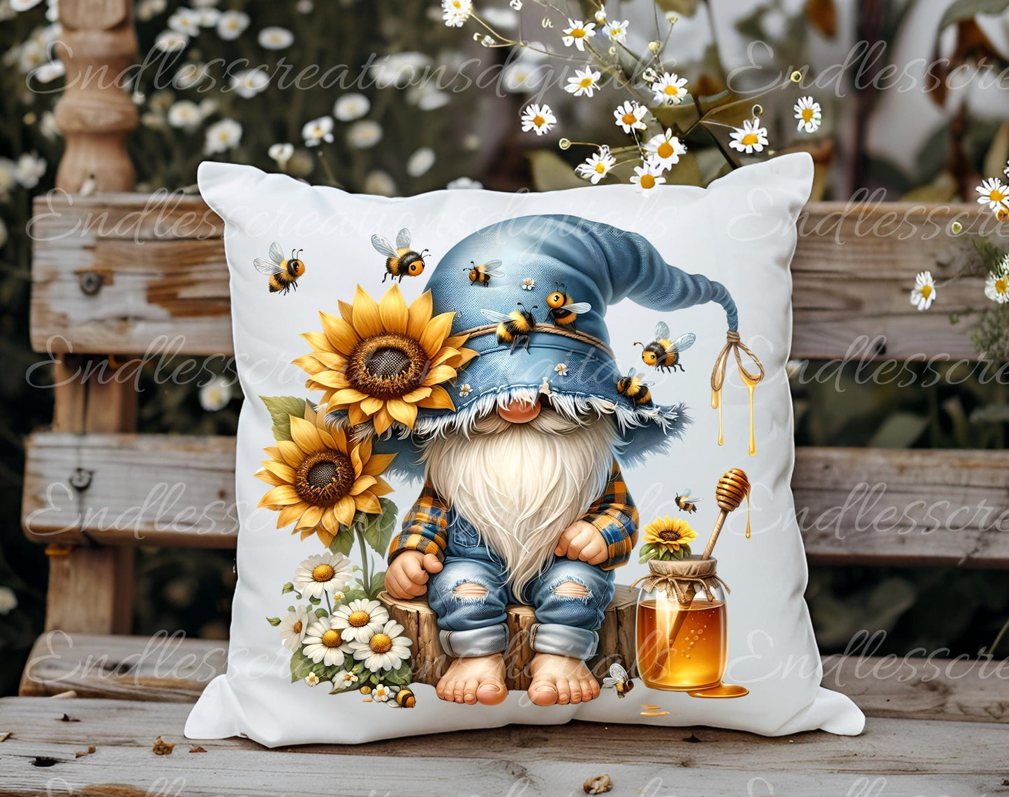 HONEY BEE and DASIY LADYBUG GNOME TRANSPARENCIES