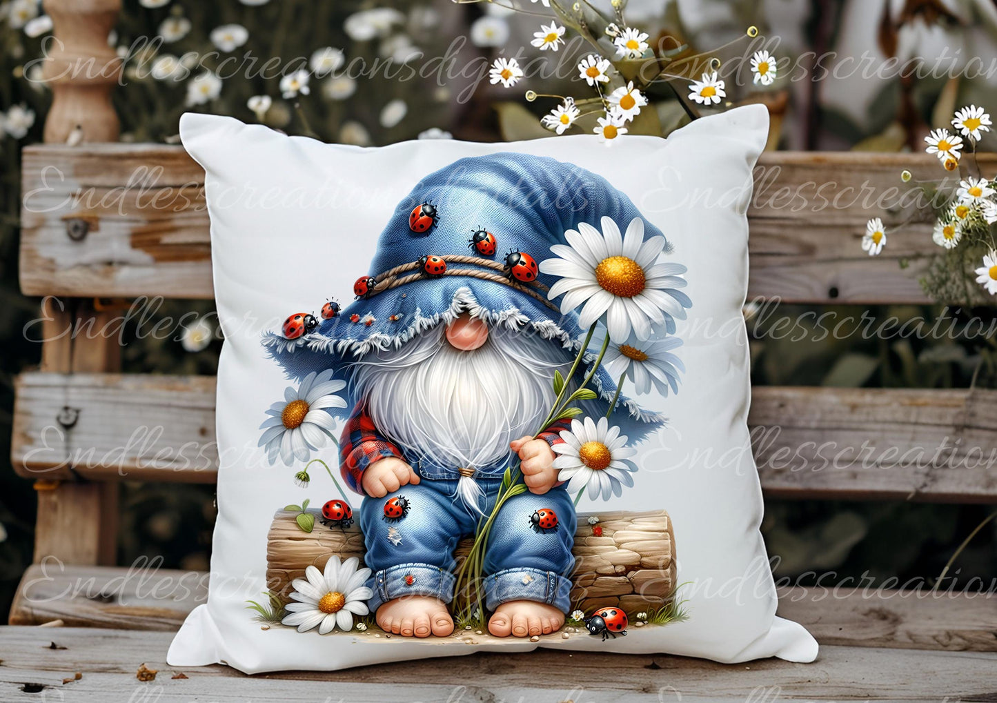 HONEY BEE and DASIY LADYBUG GNOME TRANSPARENCIES