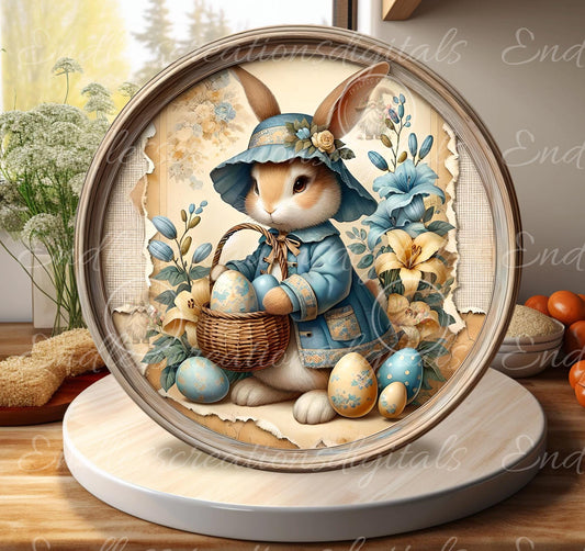 VINTAGE YELLOW BLUE Bunny