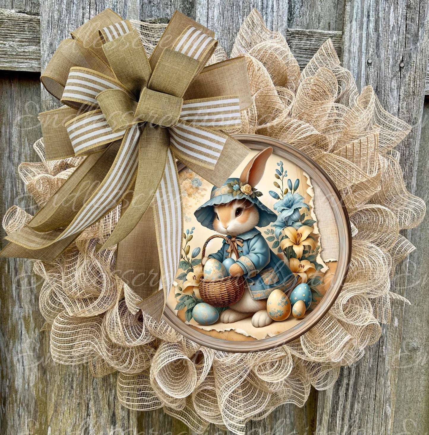 VINTAGE YELLOW BLUE Bunny