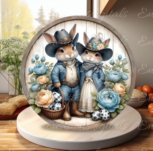 COWBOY FARMHOUSE STYLE BUNNY Couple