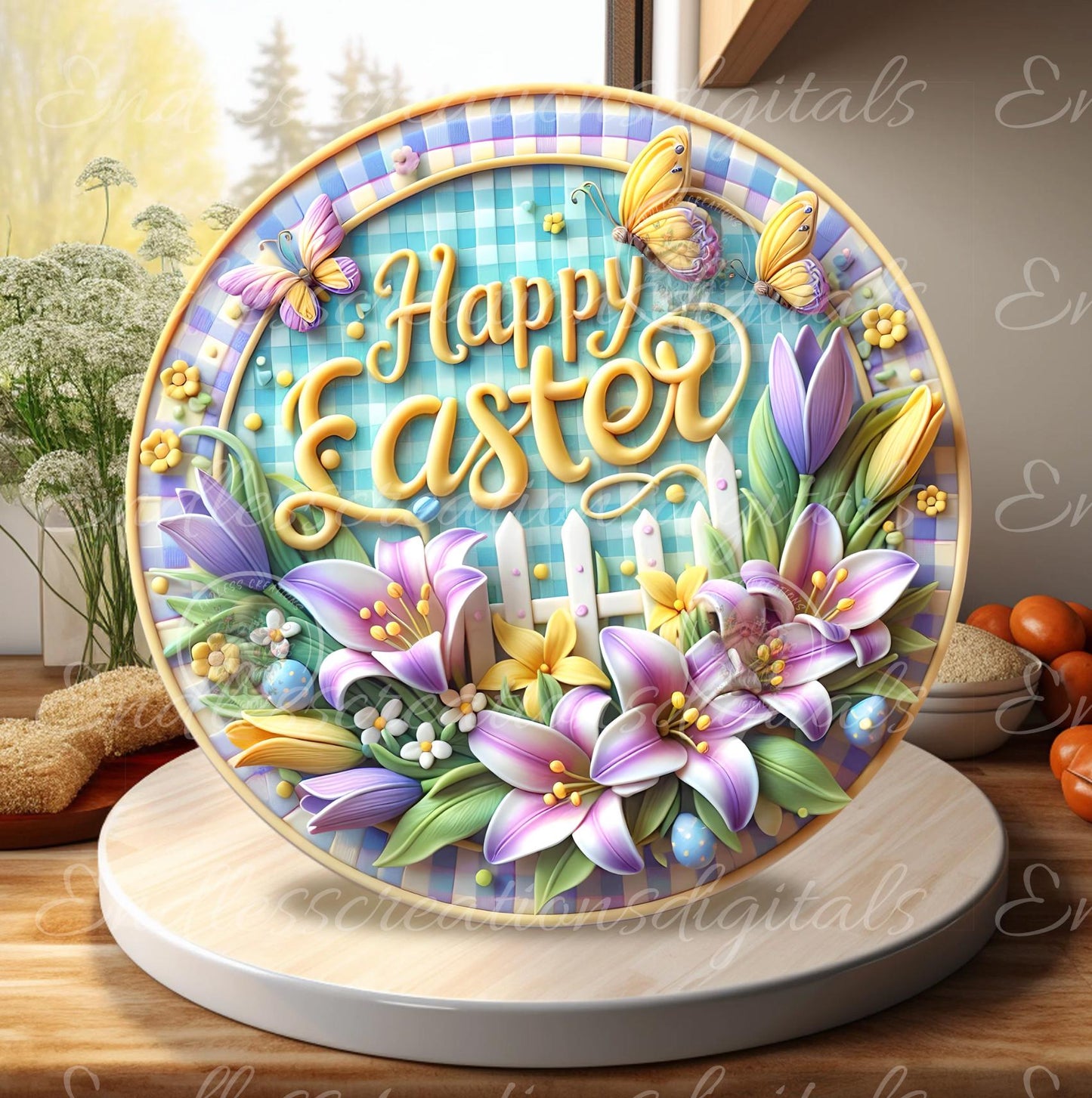 HAPPY EASTER LILY Purple Yellow Floral