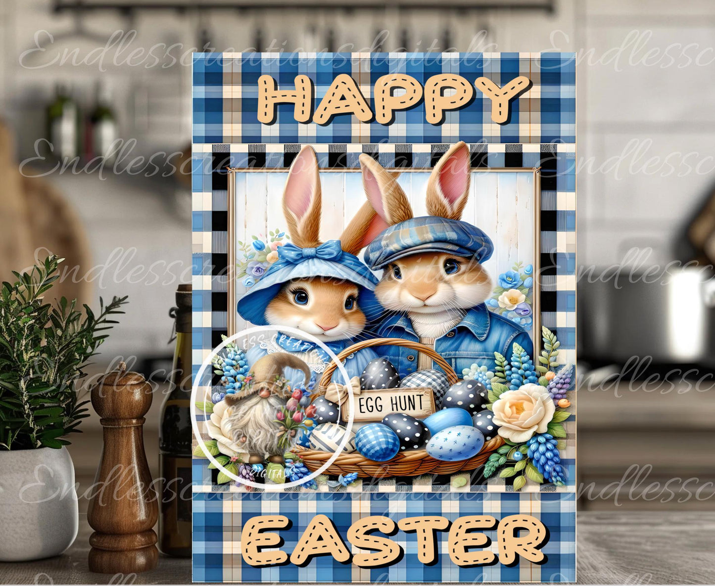 CUTE EASTER BUNNY Couple Garden flag