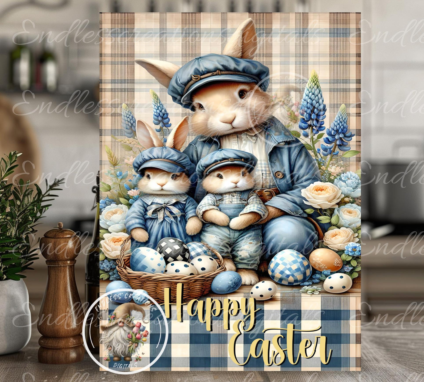 CUTE BUNNY FAMILY Garden flag