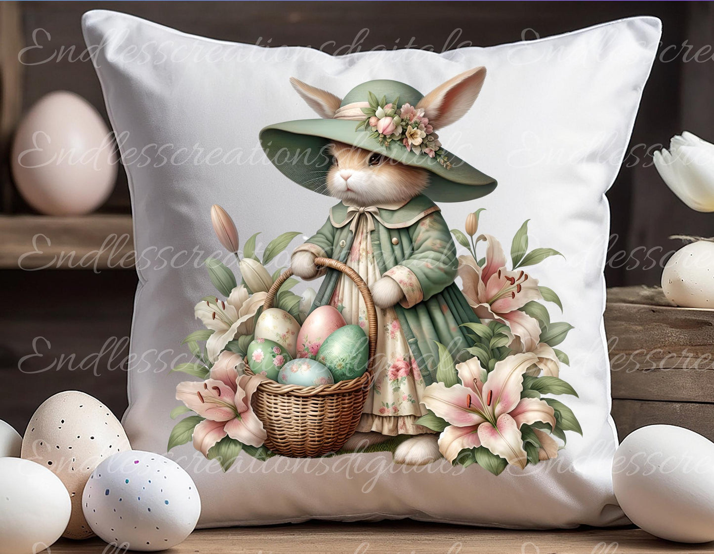 VINTAGE MOSS GREEN BUNNY TRANSPARENCIES