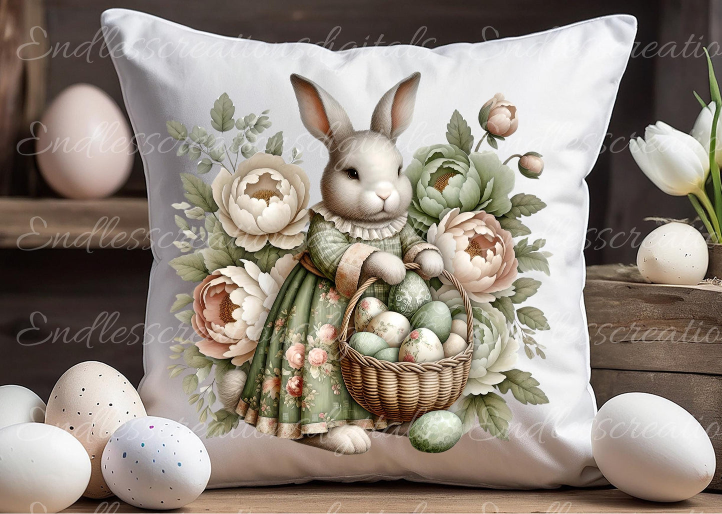 VINTAGE MOSS GREEN BUNNY TRANSPARENCIES