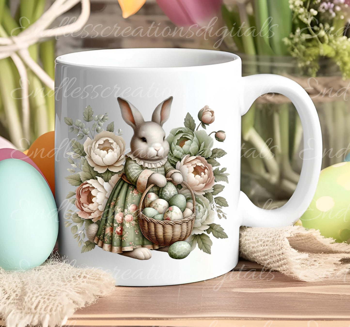 VINTAGE MOSS GREEN BUNNY TRANSPARENCIES