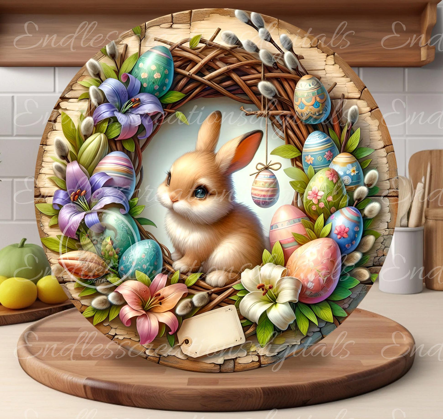 HAPPY EASTER FLORAL BUNNY