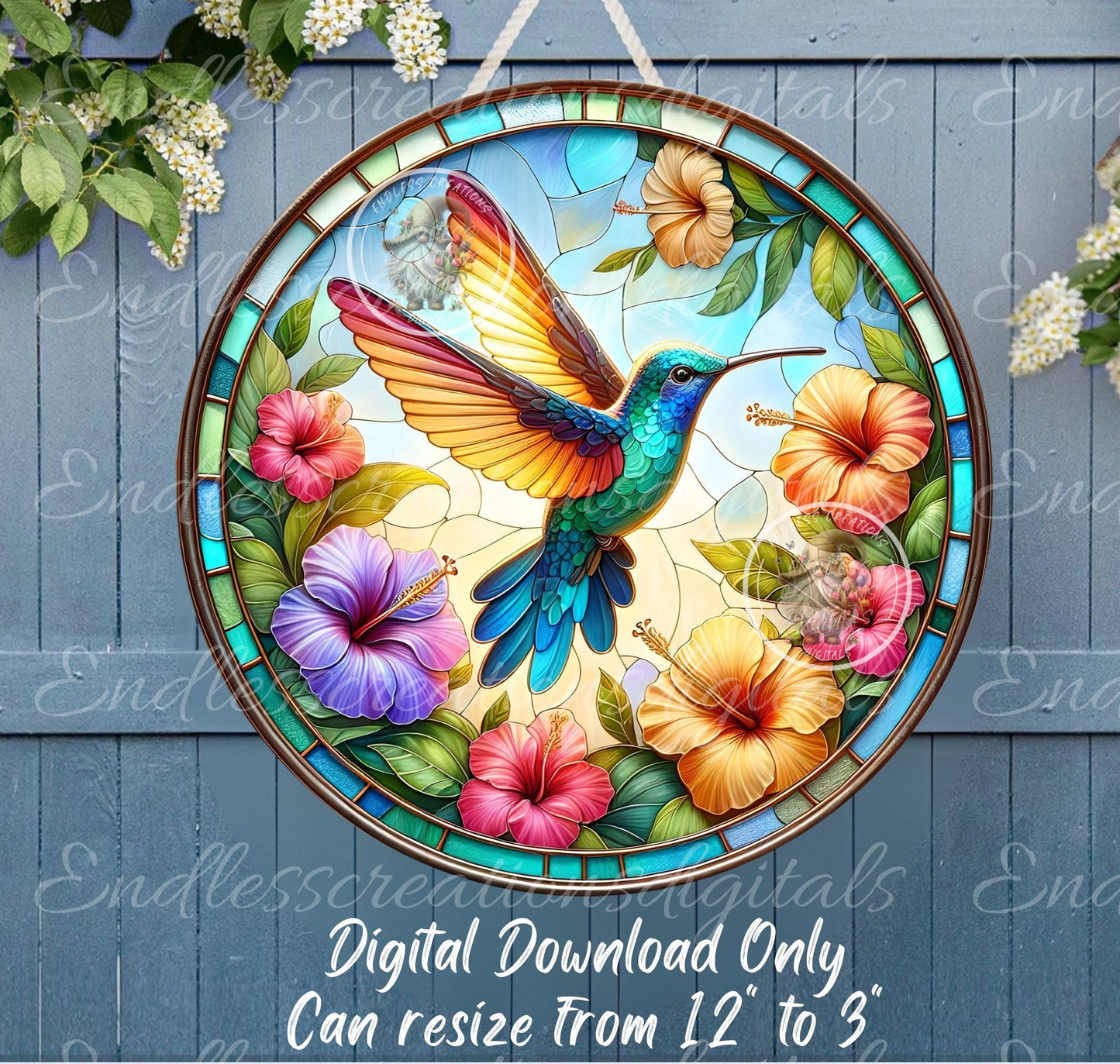 SUMMER HUMMINGBIRD HIBISCUS ROUND