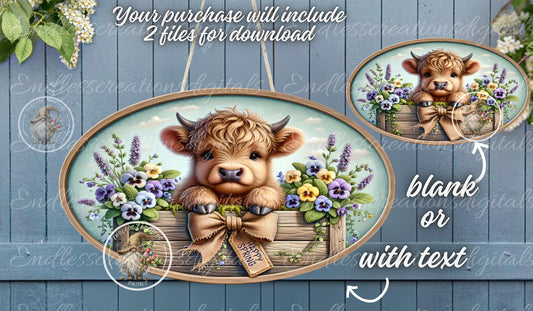 OVAL DIGITAL FLORAL HIGHLAND Cow