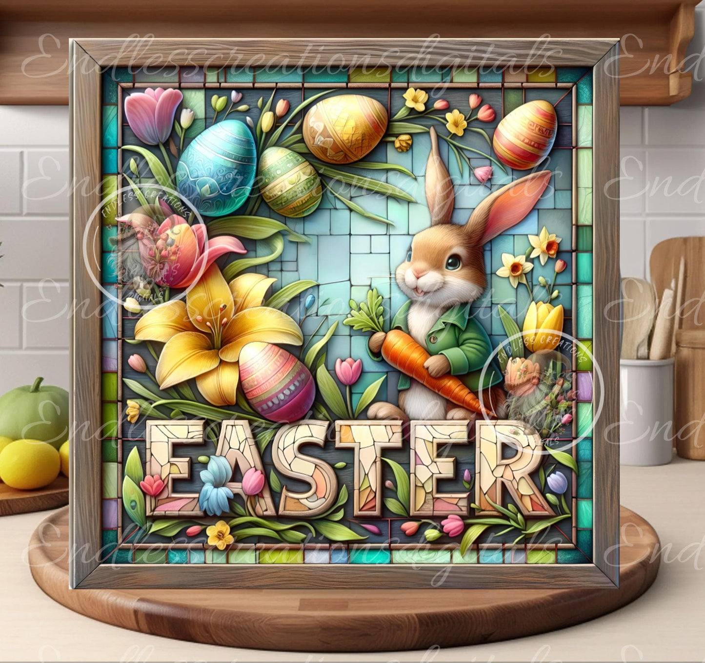 STAINED GLASS LOOK EASTER BUNNY