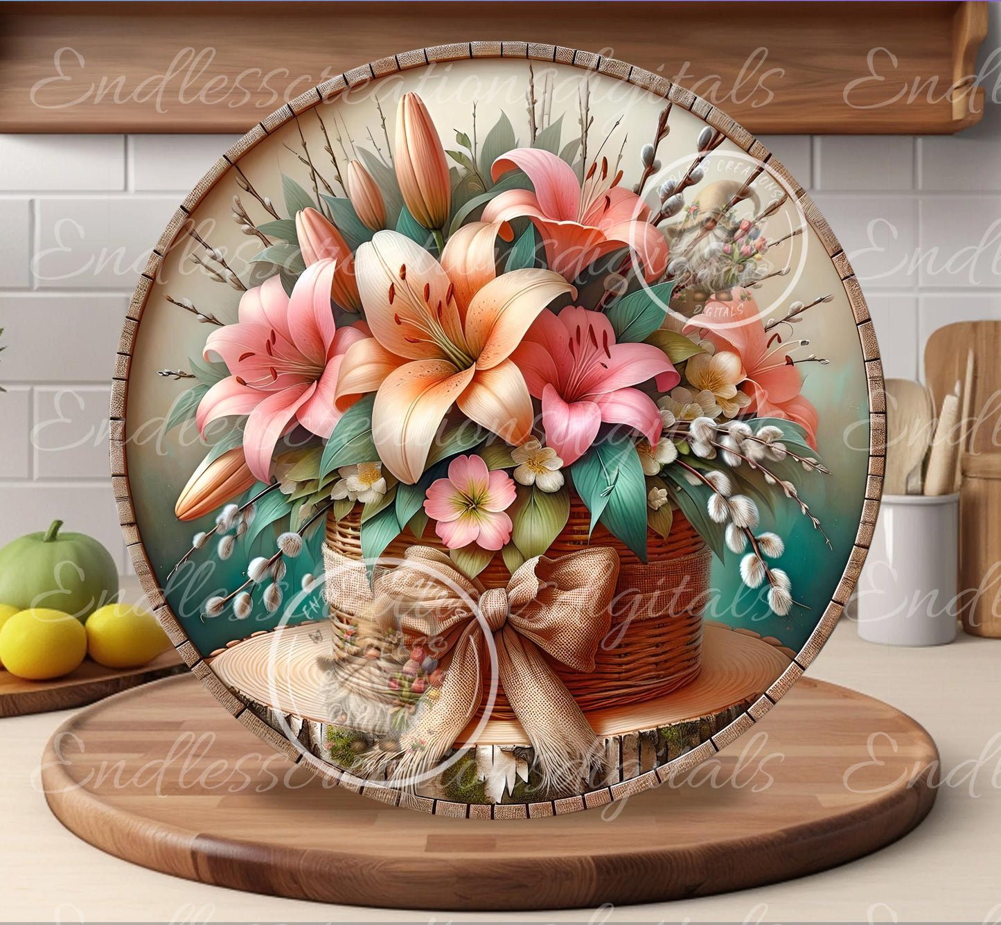 SPRING  BASKET OF LILLIES