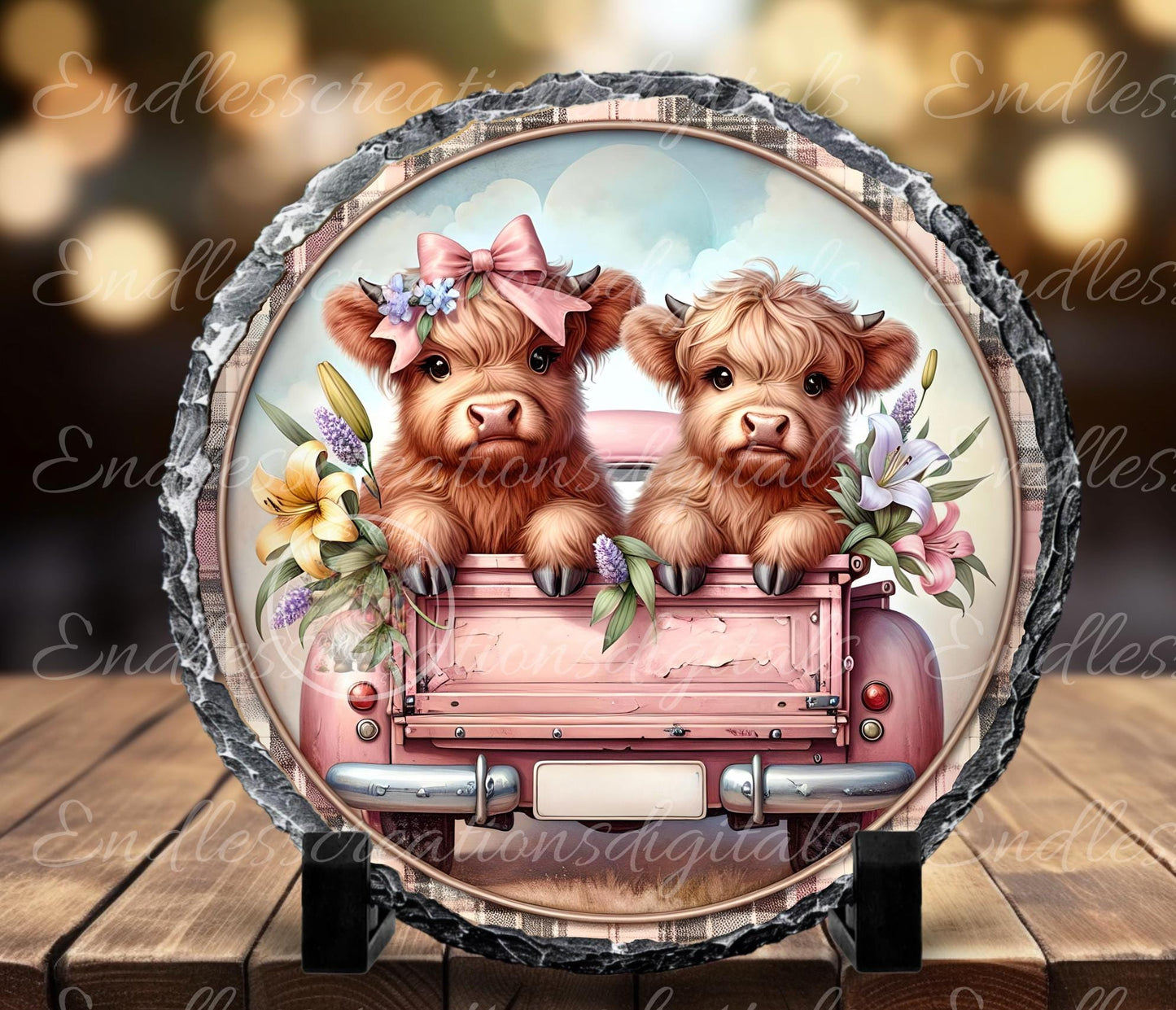 PINK SPRING TRUCK With Baby Highlands