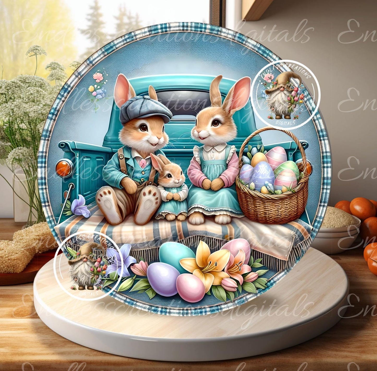 EASTER BLUE TRUCK Bunny Family