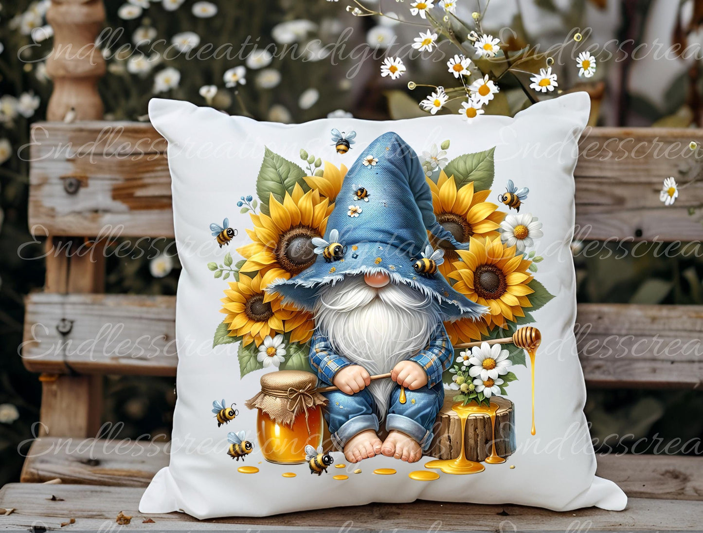 HONEY BEE and DASIY LADYBUG GNOME TRANSPARENCIES