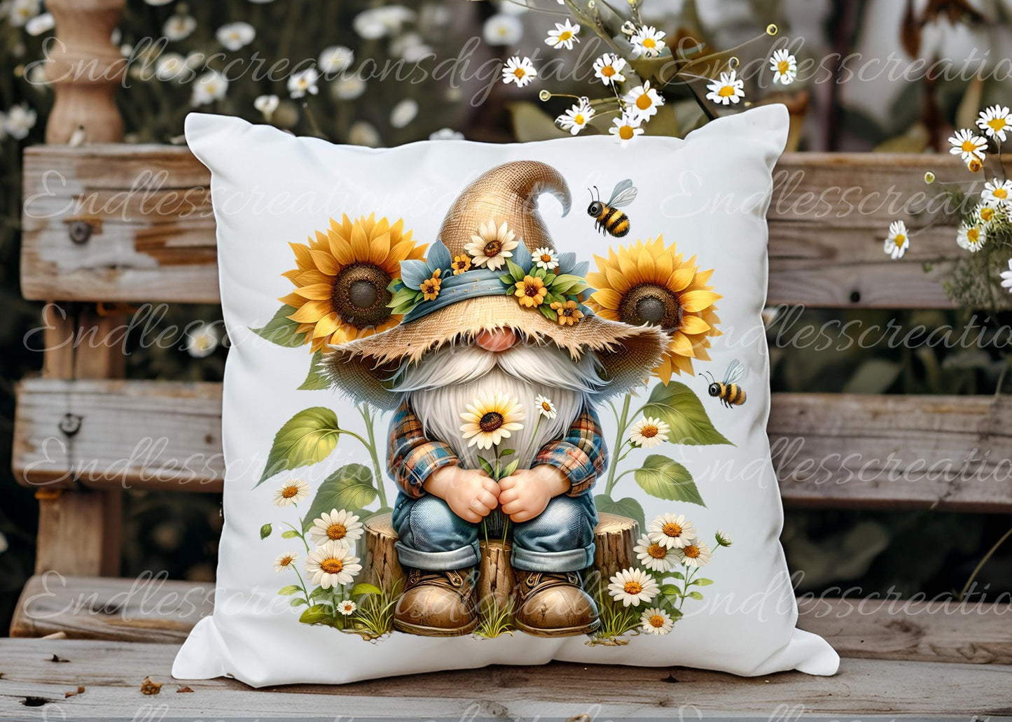 HONEY BEE and DASIY LADYBUG GNOME TRANSPARENCIES