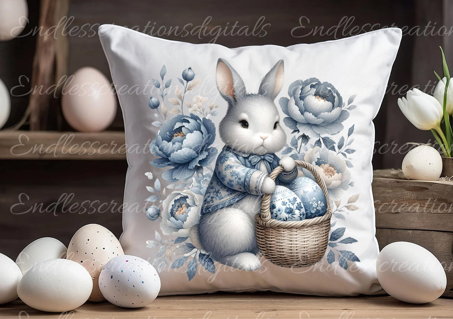 BLUE TOILE EASTER Rabbits