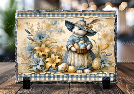BLUE YELLOW GIRL Vintage Bunny