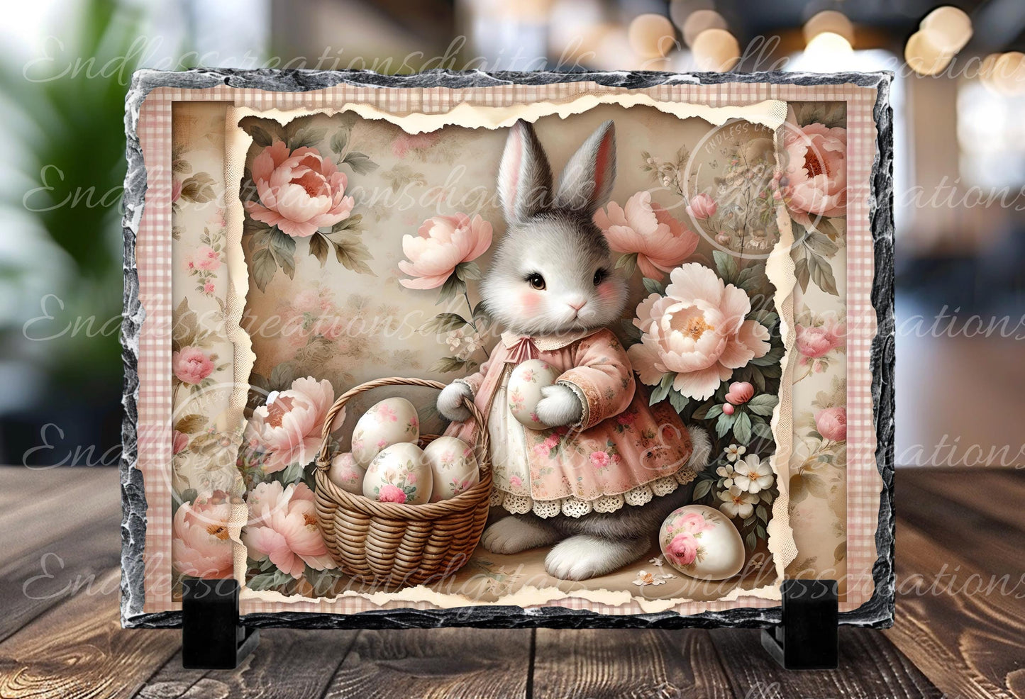 PINK VINTAGE GIRL BUNNY RECTANGLE