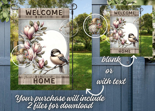 WELCOME MAGNOLIA CHICKADEE SPRING/SUMMER GARDEN FLAG