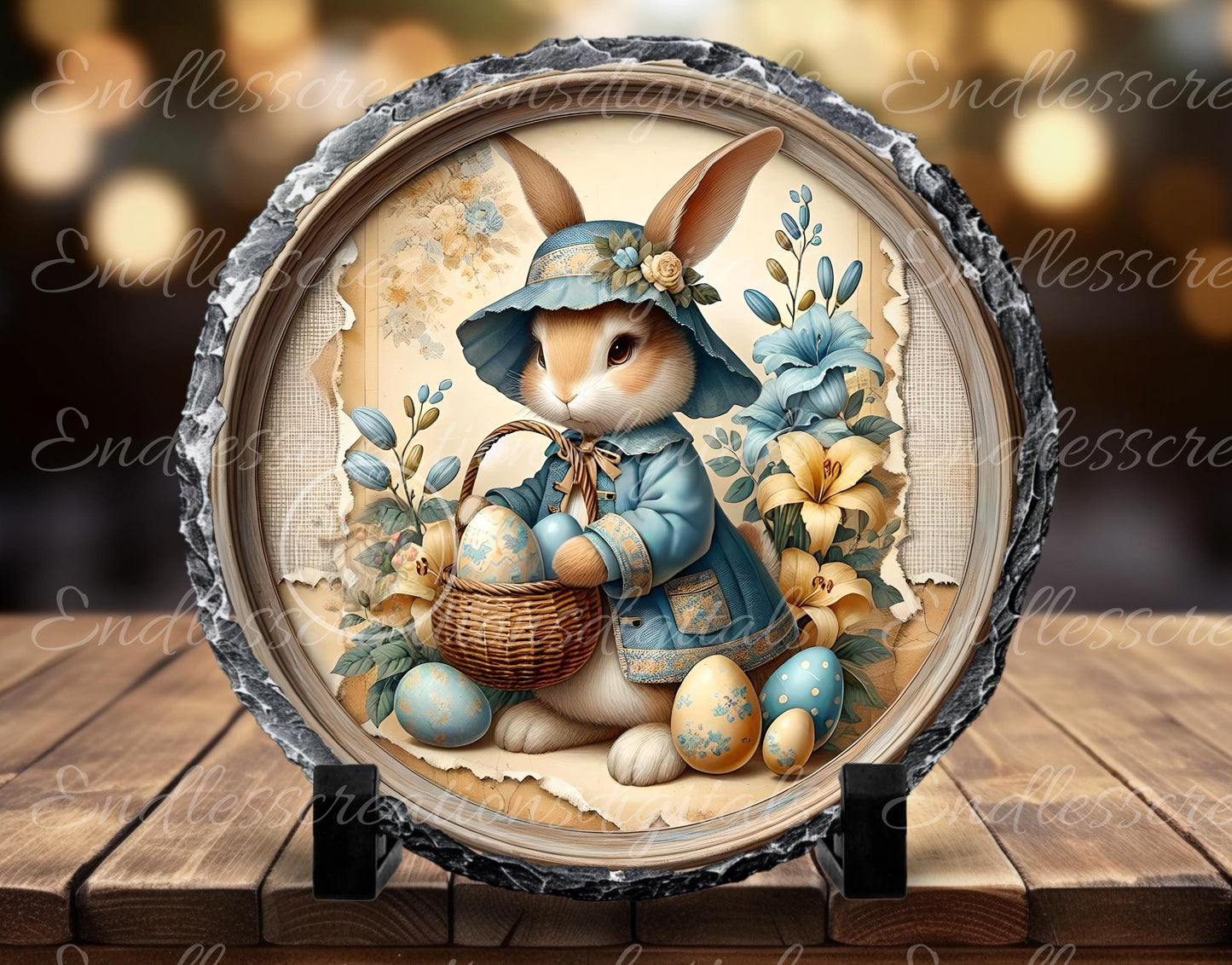 VINTAGE YELLOW BLUE Bunny
