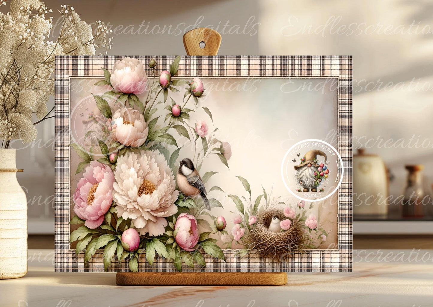 PEONY CHICKADEES MOTHERS DAY RECTANGLE