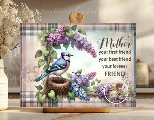 LILACS BLUE JAY MOTHERS DAY RECTANGLE