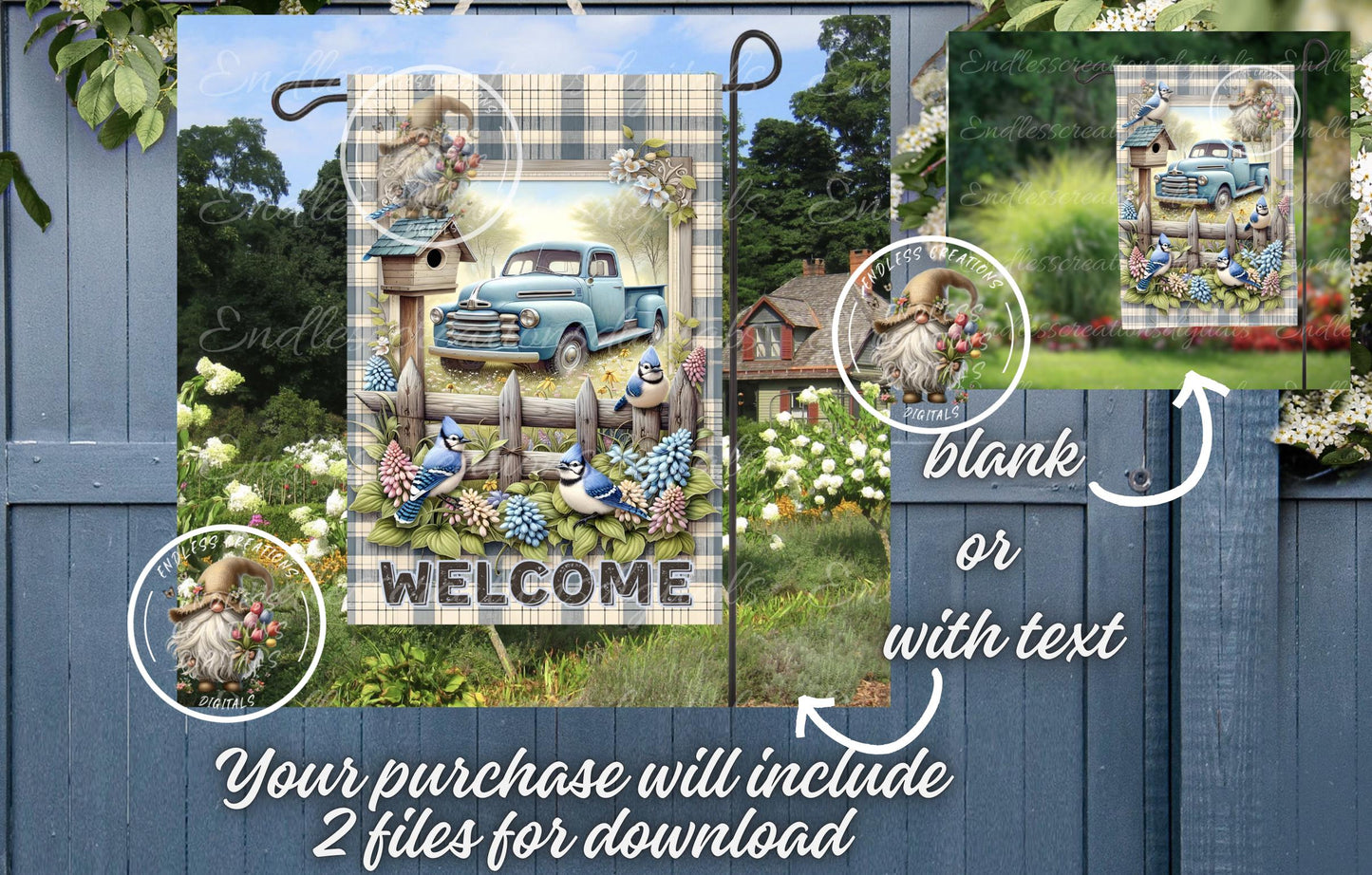 BLUE TRUCK FLORAL Spring/Summer Garden Flag
