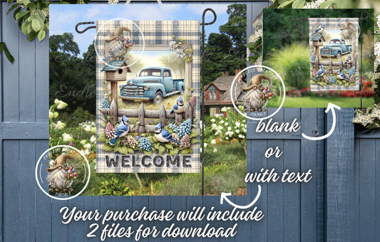 BLUE TRUCK FLORAL Spring/Summer Garden Flag