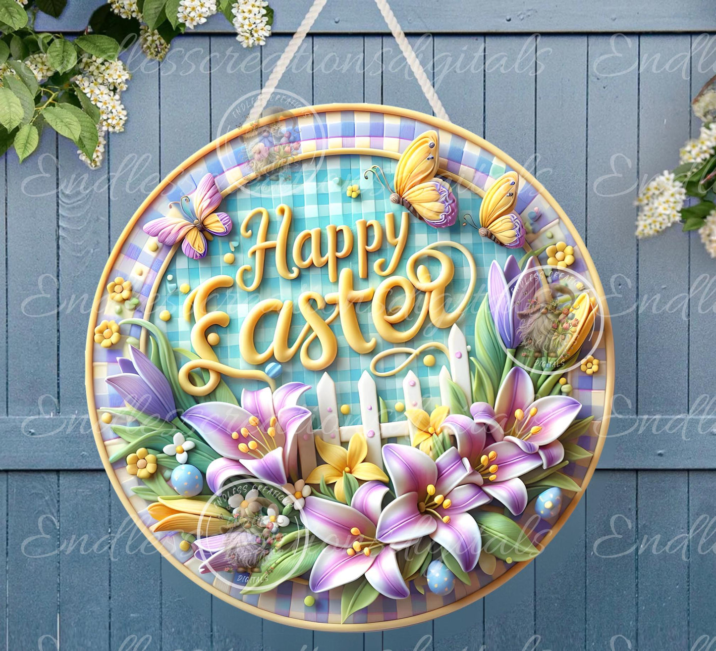 HAPPY EASTER LILY Purple Yellow Floral