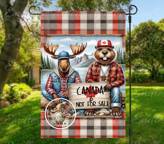 CANADA MOOSE BEAVER Garden Flag