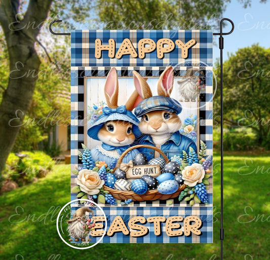 CUTE EASTER BUNNY Couple Garden flag