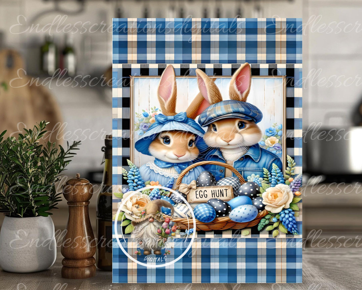 CUTE EASTER BUNNY Couple Garden flag