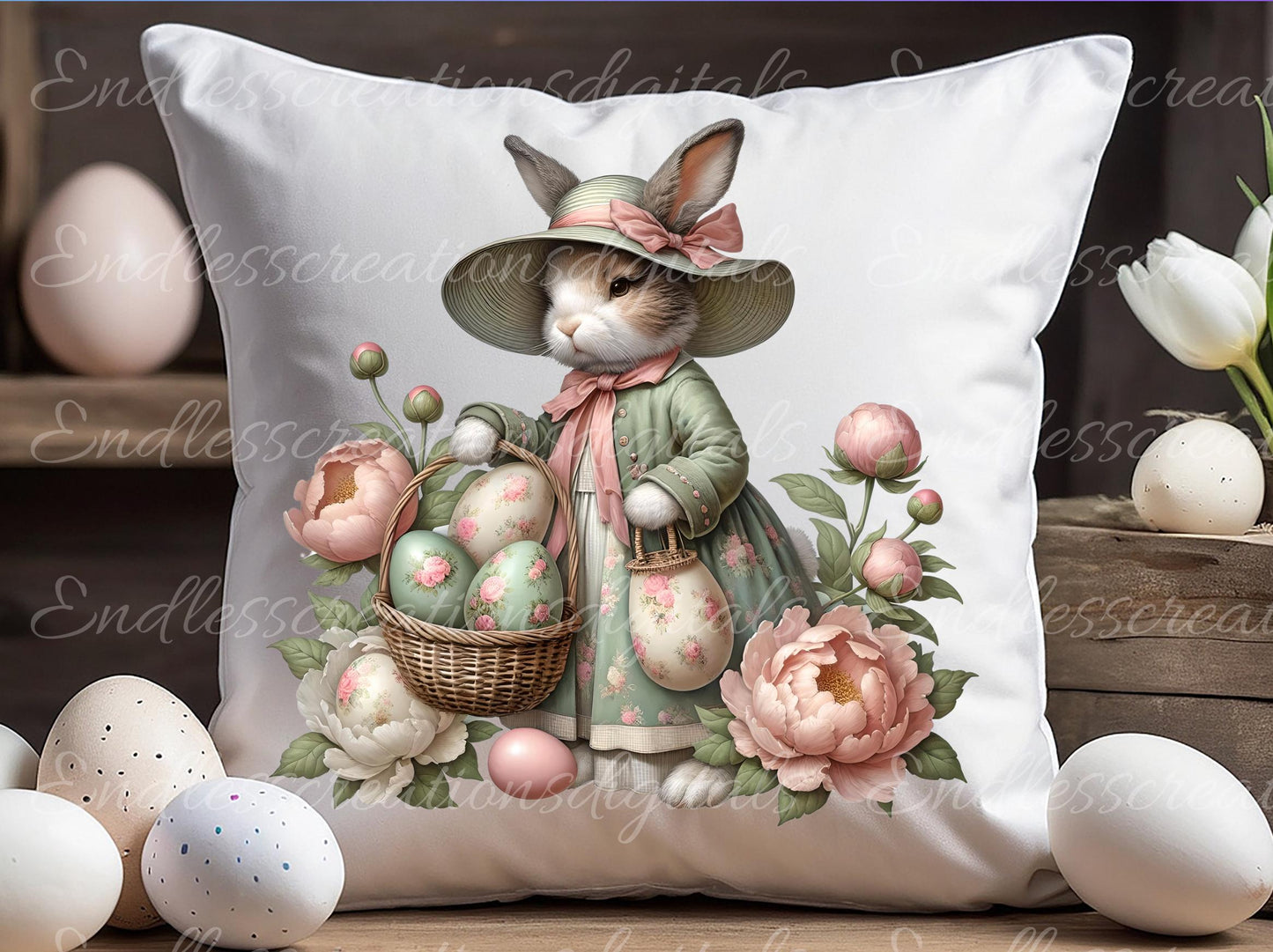 VINTAGE MOSS GREEN BUNNY TRANSPARENCIES