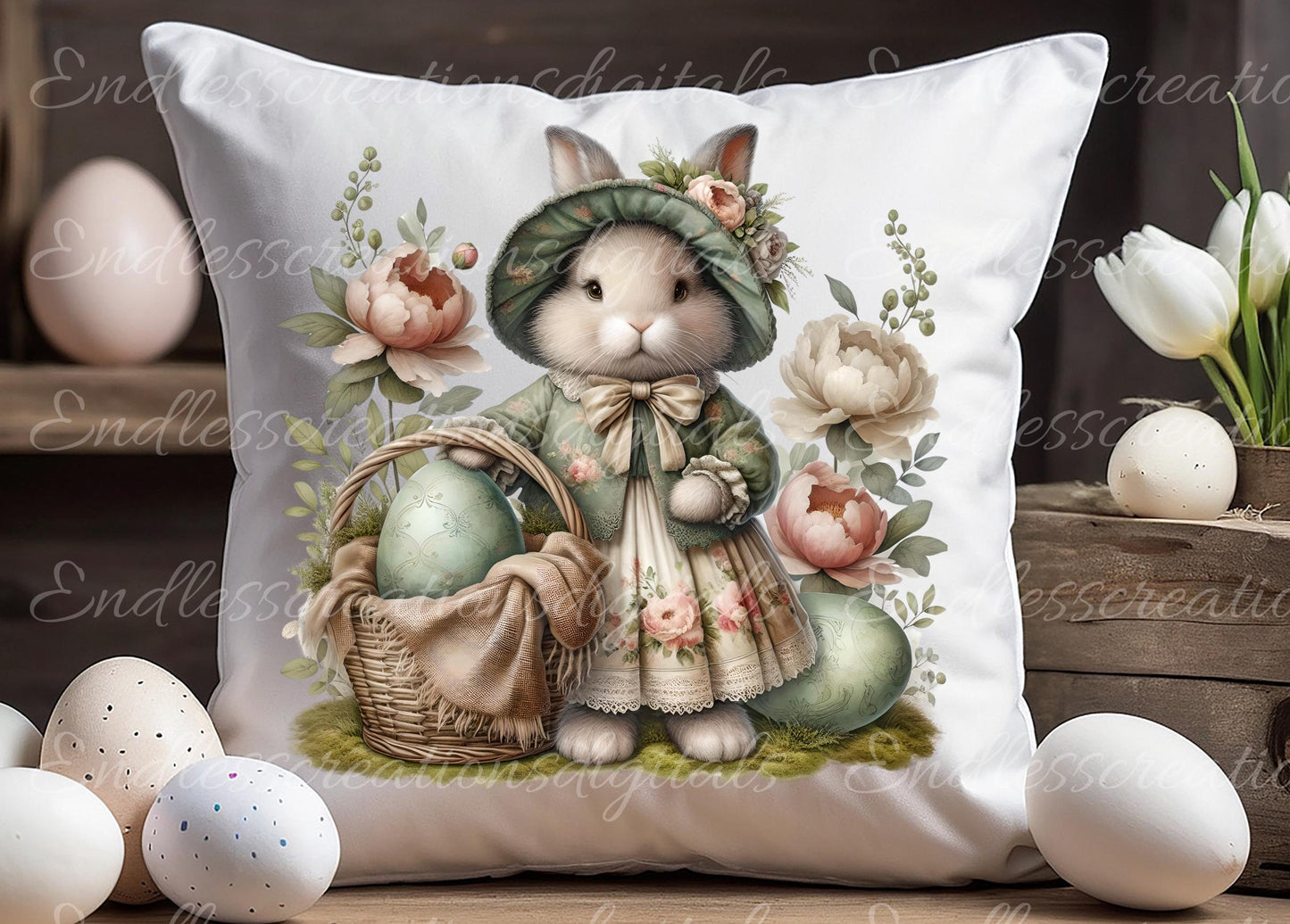 VINTAGE MOSS GREEN BUNNY TRANSPARENCIES