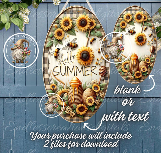 HELLO SUMMER SUNFLOWER OVAL DIGITALS