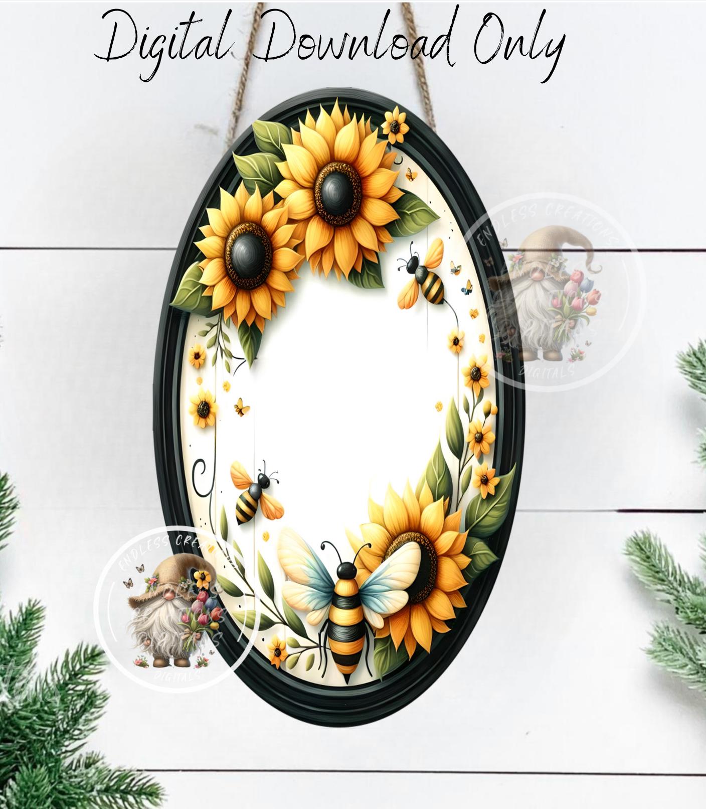 HELLO SUMMER SUNFLOWER OVAL DIGITALS