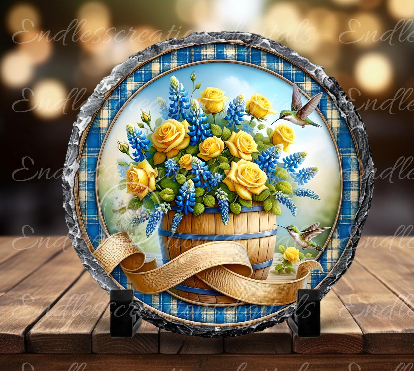 WELCOME FRIENDS BLUEBONNETS Yellow Roses