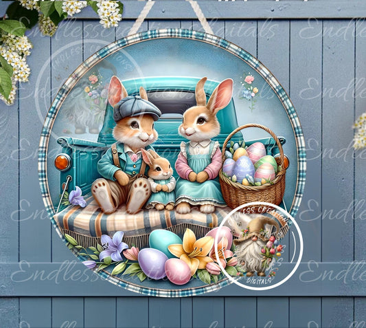 EASTER BLUE TRUCK Bunny Family