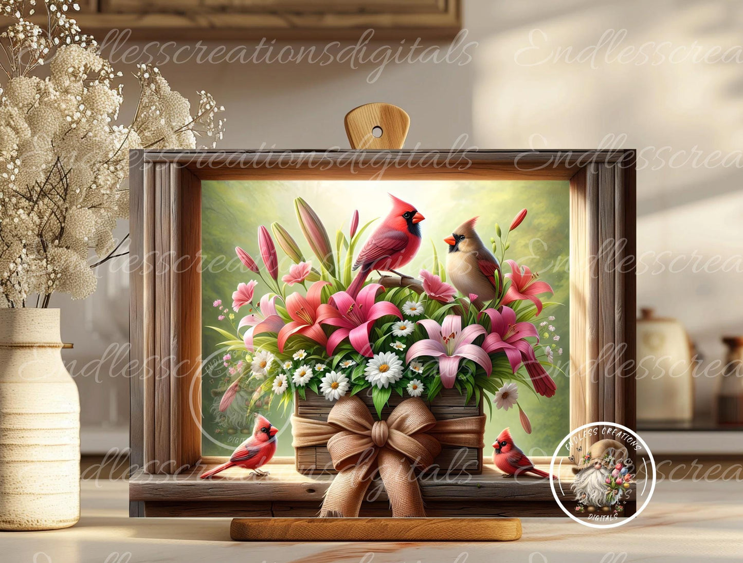 SPRING FLORAL CARDINALS RECTANGLE