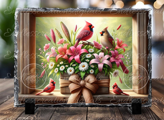 SPRING FLORAL CARDINALS RECTANGLE
