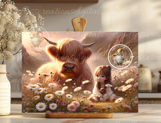 MAMA HIGHLAND WITH LITTLE GIRL HOLDING BABY HIGHLAND RECTANGLE