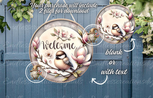 WELCOME SPRING MAGNOLIA CHICKADEE