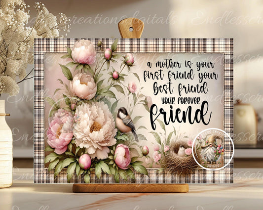 PEONY CHICKADEES MOTHERS DAY RECTANGLE