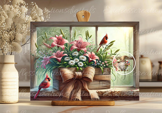 CARDINALS FLORAL RECTANGLE